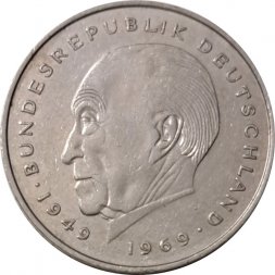 ФРГ 2 марки 1982 год - Конрад Аденауэр, 20 лет Федеративной Республике (1949-1969) (D)