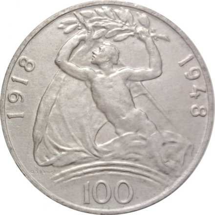 Чехословакия 100 крон 1948 год - 30 лет Независимости