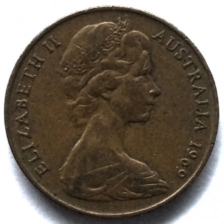 Австралия 2 цента 1969 год - Плащеносная ящерица