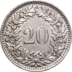 Швейцария 20 раппенов 1938 год