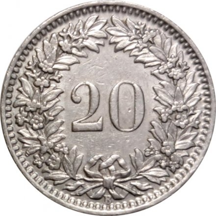 Швейцария 20 раппенов 1938 год