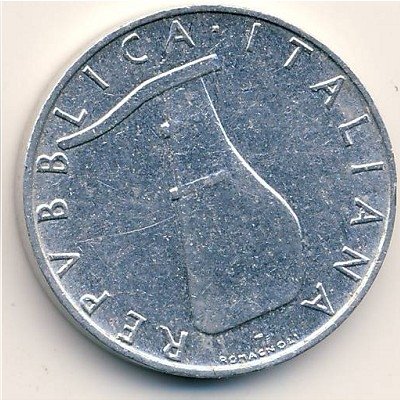 Италия 5 лир 1971 год Дельфин