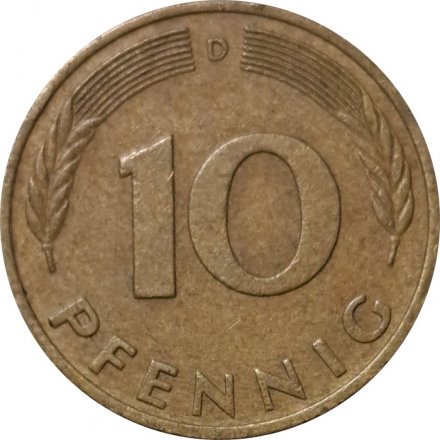 ФРГ 10 пфеннигов 1977 год (D)