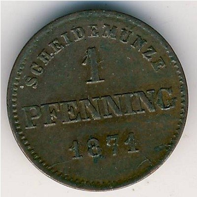 Бавария 1 пфеннинг 1871 год