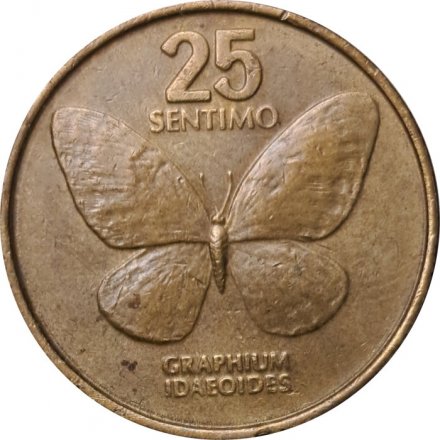 Филиппины 25 сентимо 1990 год - Бабочка