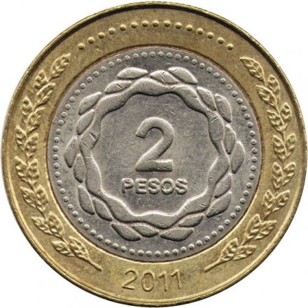 Аргентина 2 песо 2011 год - 200 лет Майской революции 1810 года