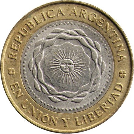 Аргентина 2 песо 2011 год - 200 лет Майской революции 1810 года