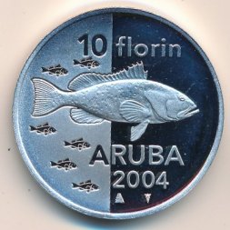 Аруба 10 флоринов 2004 год