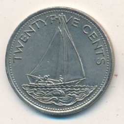 Монета Багамские острова 25 центов 1998 год