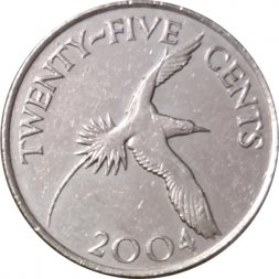 Бермудские острова 25 центов 2004 год