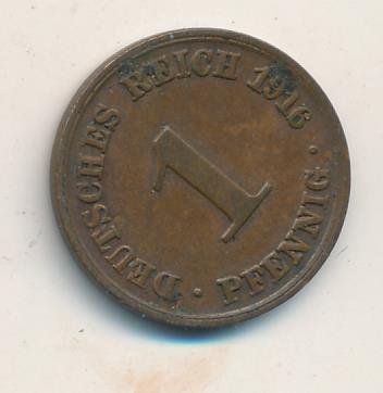 Германия 1 пфенниг 1916 год (A)