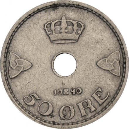 Норвегия 50 эре 1940 год