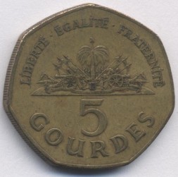 Монета Гаити 5 гурдов 1998 год