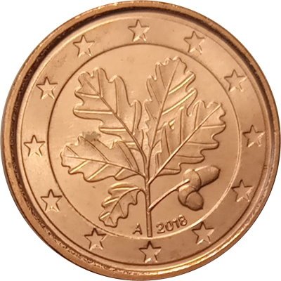 Германия 1 евроцент 2018 год (A)