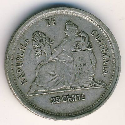 Гватемала 25 сентаво 1881 год