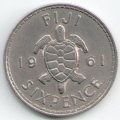 Фиджи 6 пенсов 1961 год - Морская черепаха