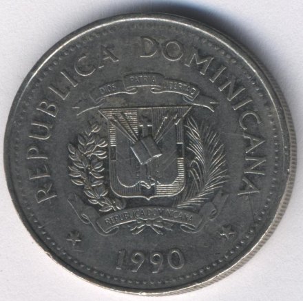 Доминиканская республика 1/2 песо 1990 год Маяк Колумба