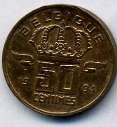 Бельгия 50 сантимов 1994 год BELGIQUE