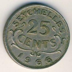 Сейшелы 25 центов 1966 год
