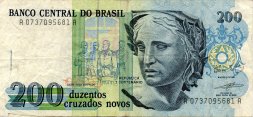 Бразилия 200 новых крузадо 1989 год