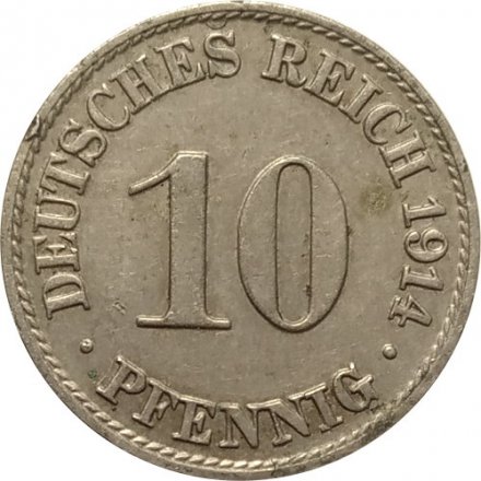 Германия 10 пфеннигов 1914 год (A)