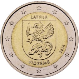 Латвия 2 евро 2016 год - Исторические области Латвии. Видземе