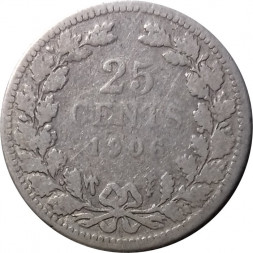 Нидерланды 25 центов 1906 год
