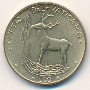Ватикан 20 лир 1974 год