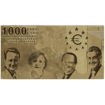 Сувенирная банкнота Евросоюз 1000 евро (золотые) - UNC
