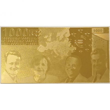 Сувенирная банкнота Евросоюз 1000 евро (золотые) - UNC