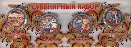 «Олимпиада в Сочи (хохлома)» - Набор из 4 цветных монет 25 рублей в сувенирной упаковке
