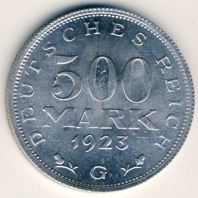 Веймарская республика 500 марок 1923 год (G)