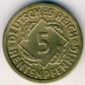 Веймарская республика 5 рентенпфеннигов 1924 год (F)