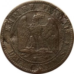 Франция 2 сантима 1861 год - Император Наполеон III (BB)