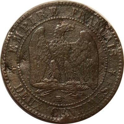 Франция 2 сантима 1861 год - Император Наполеон III (BB)
