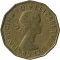 Великобритания 3 пенса 1954 год