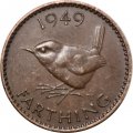 Великобритания 1 фартинг 1949 год - Крапивник