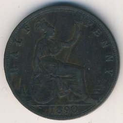 Великобритания 1/2 пенни 1890 год