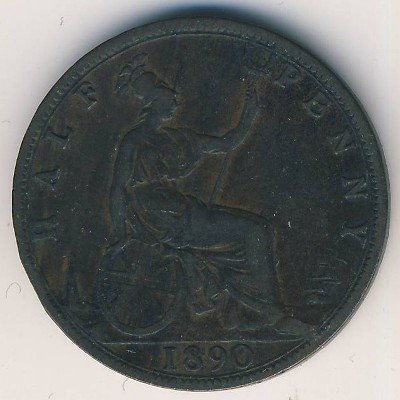 Великобритания 1/2 пенни 1890 год