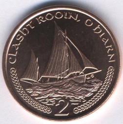 Монета Остров Мэн 2 пенса 2002 год - Парусник