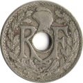 Франция 5 сантимов 1926 год (Новый тип: Отверстие в центре)
