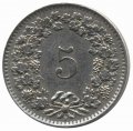 Швейцария 5 раппенов 1962 год 