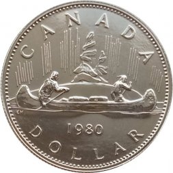 Канада 1 доллар 1980 год Каноэ (UNC)