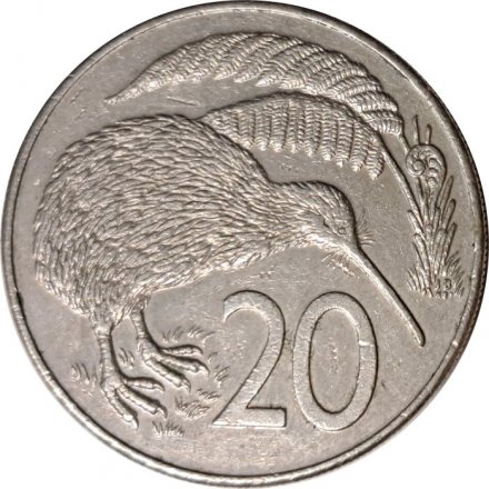 Новая Зеландия 20 центов 1986 год - Киви