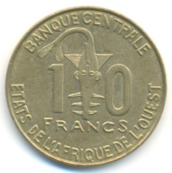 Монета Центральная Африка 10 франков 2012 год