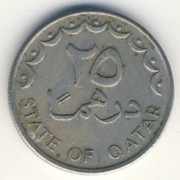 Монета Катар 25 дирхамов 1973 год