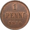 Финляндия 1 пенни 1916 год - XF