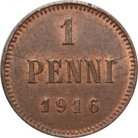 Финляндия 1 пенни 1916 год - XF