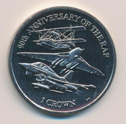Монета Фолклендские острова 1 крона 2008 год 90 лет авиации