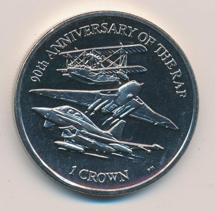 Фолклендские острова 1 крона 2008 год 90 лет авиации